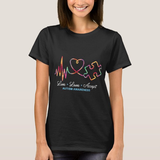 Drawstring closureLive Love Accept Autism Awarenes T-Shirt (Front)