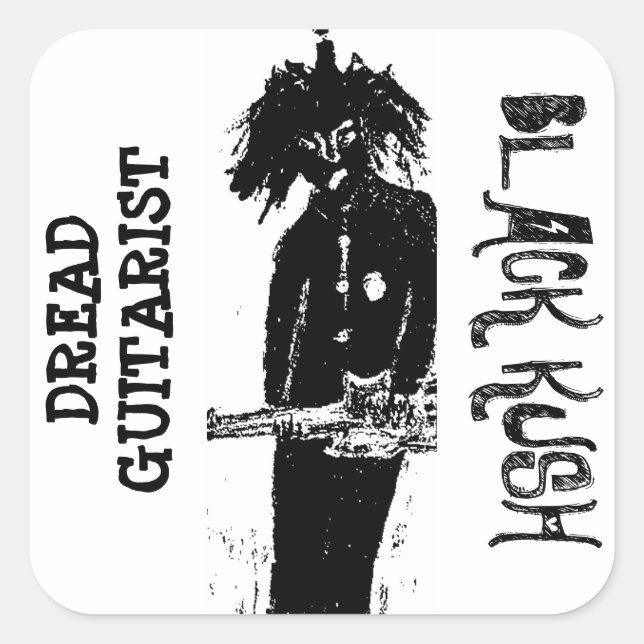 DREAD GUITARIST BLACK KUSH SQUARE STICKER (Front)