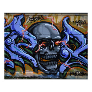 Dreadful Skull With Burning Eyes Poster