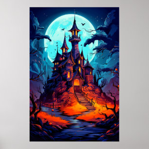 Dreadful & Spooky Halloween Haunted House Poster