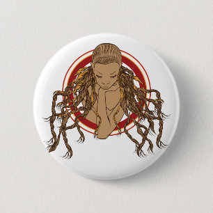 Dreadlock Girl 6 Cm Round Badge