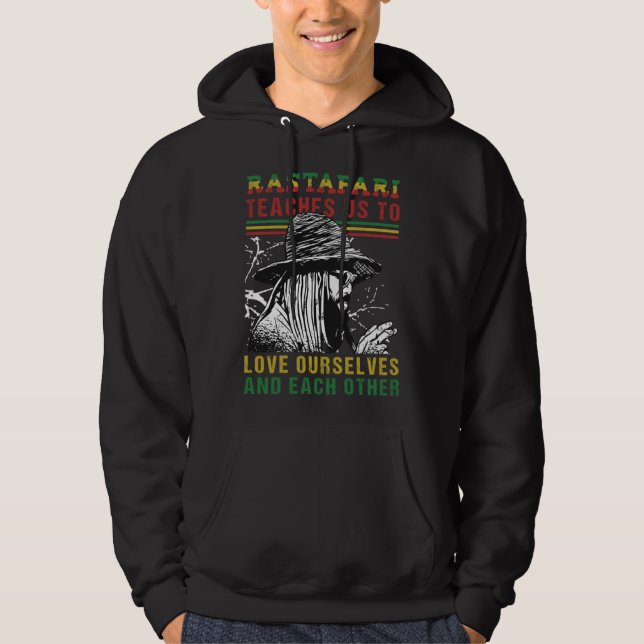 Dreadlock Rastaman Ethiopian Flag Rastafarian Sayi Hoodie (Front)