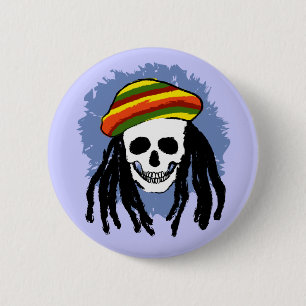 Dreadlock skull 6 cm round badge