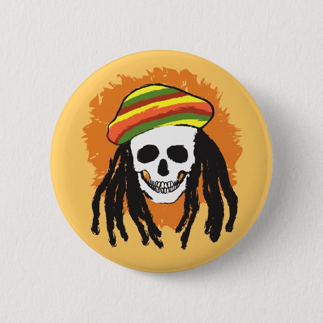 Dreadlock skull 6 cm round badge (Front)