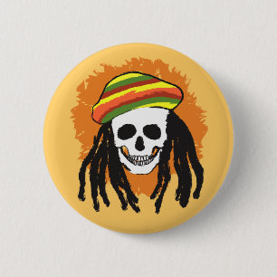 Dreadlock skull 6 cm round badge