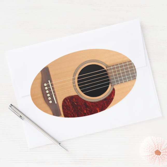 Dreadnought Acoustic 6 String Guitar Oval Sticker (Envelope)