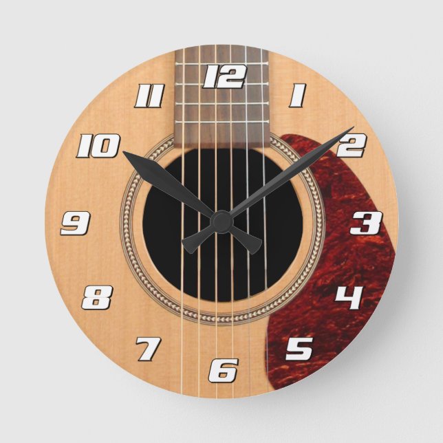 Dreadnought Acoustic 6 String Guitar Round Clock (Front)