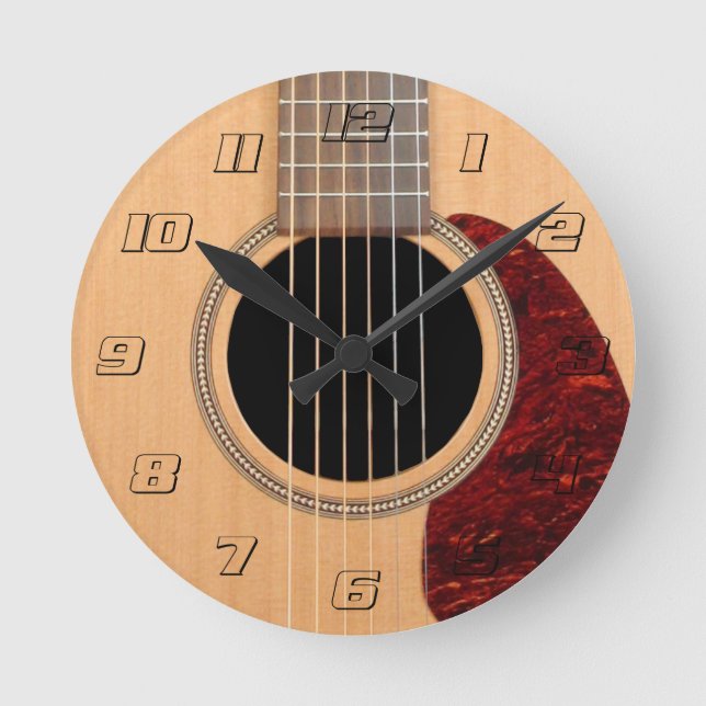 Dreadnought Acoustic 6 String Guitar Round Clock (Front)