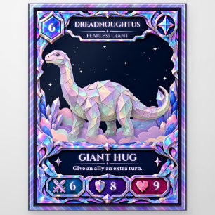 Dreadnoughtus Dinosaur, Rainbow Foil Art Postcard