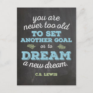 Dream a New Dream CS Lewis Quote Chalkboard Postcard