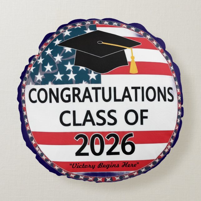 "Dream Achieve Graduate" Round Cushion (Front)