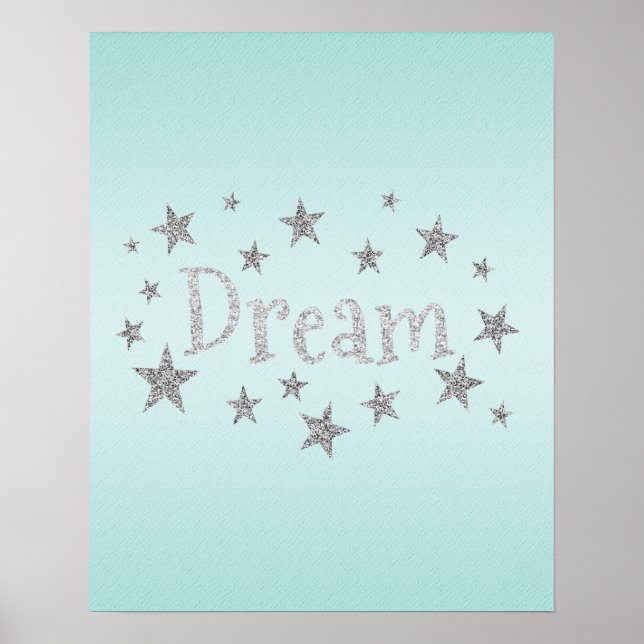 Dream Aqua with Silver Glitter  Poster (Front)