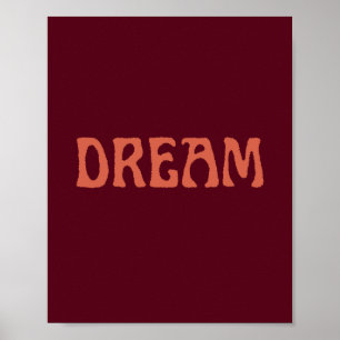 Dream Art Poster Wall Art in Burgundy and Orange