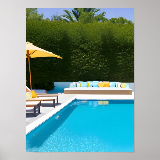 Dream backyard swimming pool photograph Art  Poster (Front)