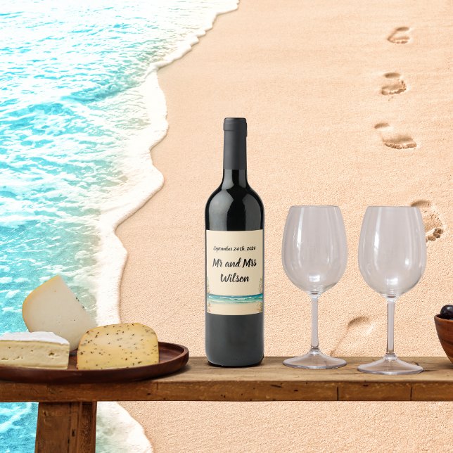 Dream Beach Themed Wedding Wine Labels (Creator Uploaded)