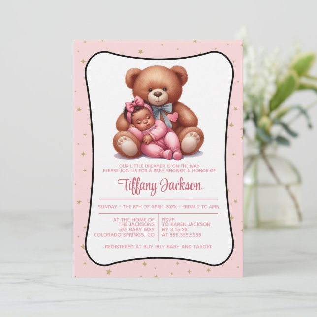 Dream Bear Baby Shower Invitation (Standing Front)