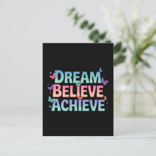 Dream, Believe, Achieve - Motivational Butterfly Postcard