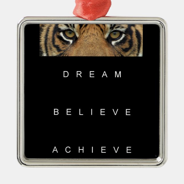 dream believe achieve motivational quote metal tree decoration (Front)