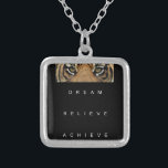 dream believe achieve motivational quote silver plated necklace<br><div class="desc">dream believe achieve motivational quote</div>