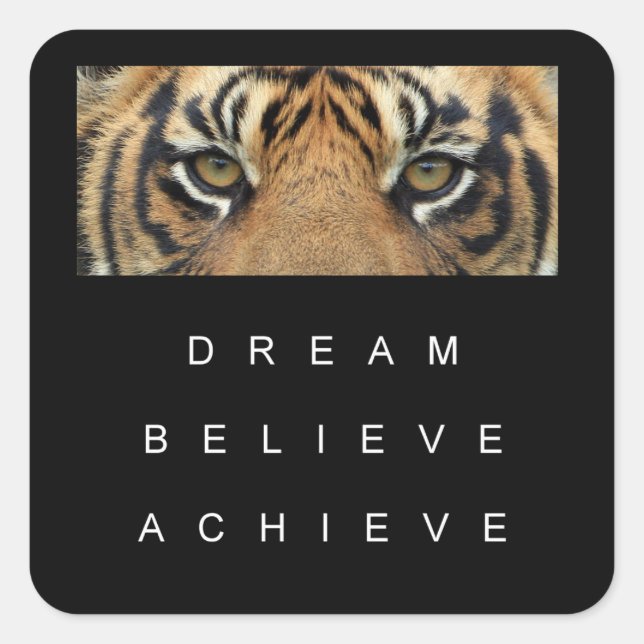 dream believe achieve tiger eyes square sticker (Front)