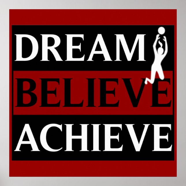 Dream Believe Achieve Womens Volleyball Poster (Front)