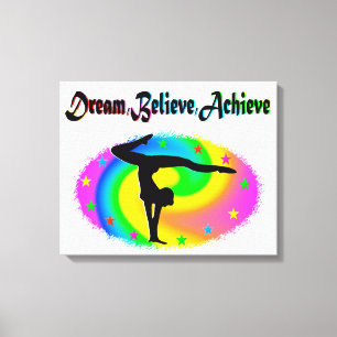 DREAM, BELIEVE, AND ACHIEVE GYMNAST DESIGN CANVAS PRINT