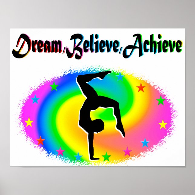 DREAM, BELIEVE AND ACHIEVE GYMNASTICS DREAMS POSTER (Front)