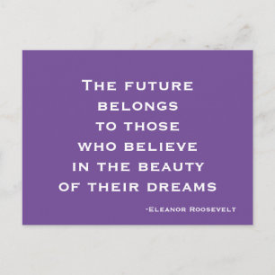 Dream, Believe, Motivational Purple and White Postcard