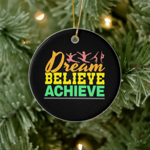 Dream Believe Quote - Women's Gymnastics Ceramic Tree Decoration