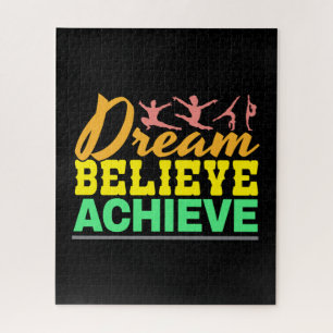 Dream Believe Quote - Women's Gymnastics Jigsaw Puzzle