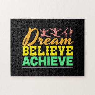 Dream Believe Quote - Women's Gymnastics Jigsaw Puzzle