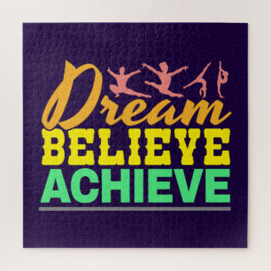 Dream Believe Quote - Women's Gymnastics Jigsaw Puzzle
