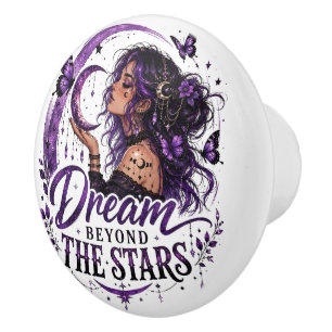 Dream Beyond the Stars Celestial Woman Ceramic Knob