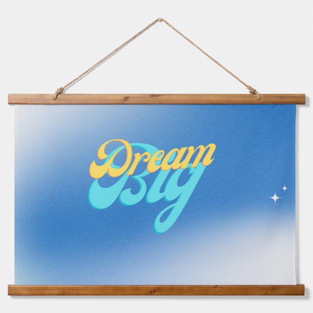 Dream Big blue Hanging Tapestry (Front)
