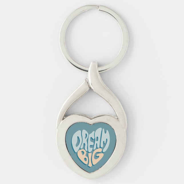 Dream Big: Blue Heart of Success Key Ring (Front)