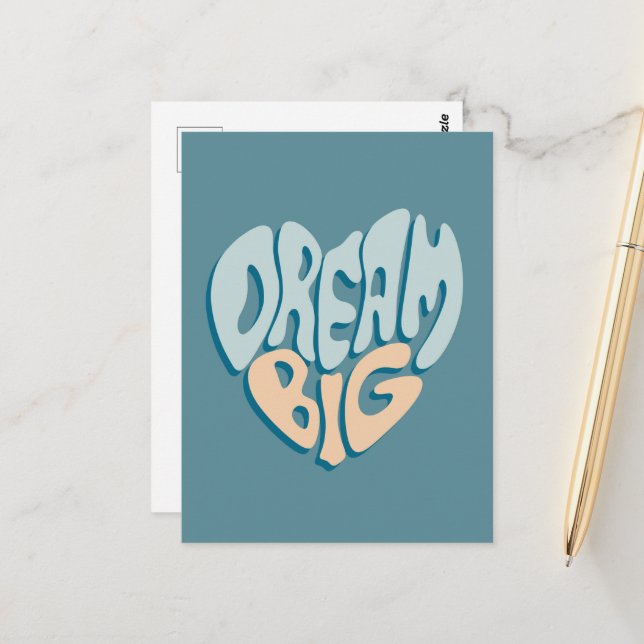 Dream Big: Blue Heart of Success Postcard (Front/Back In Situ)