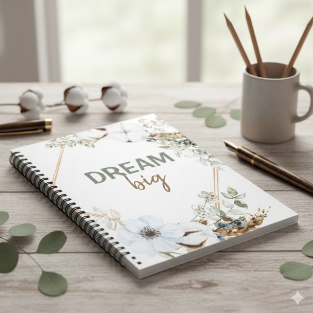 Dream Big Boho Chic Pampas Grass Inspiring Quote Notebook (Creator Uploaded)