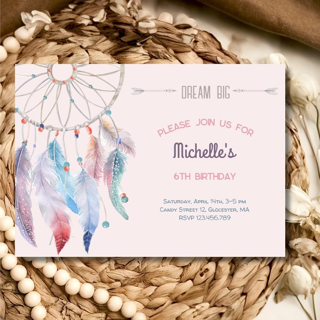 Dream Big Boho Dreamcatcher Birthday Invitation (Creator Uploaded)