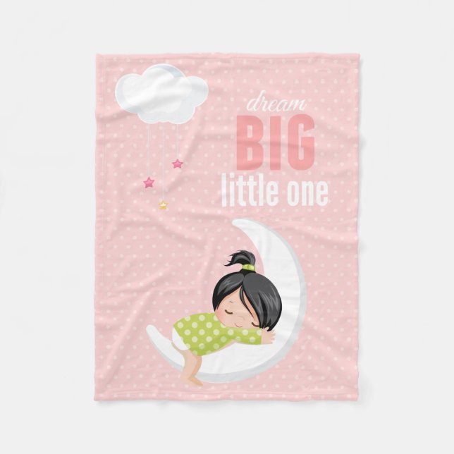 Dream big * choose background colour fleece blanket (Front)