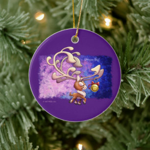 DREAM BIG CHRISTMAS REINDEER by Jeff Willis Art Ceramic Tree Decoration