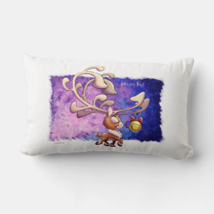 DREAM BIG CHRISTMAS REINDEER by Jeff Willis Art Lumbar Cushion
