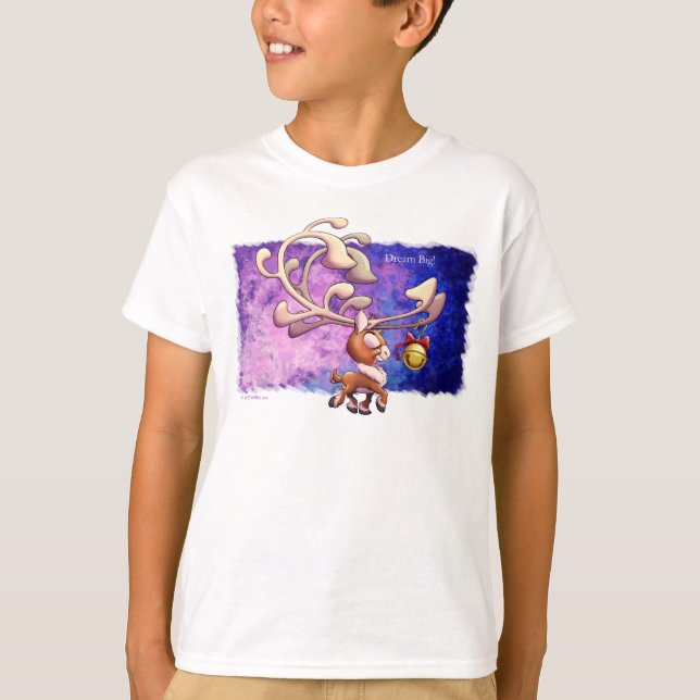 DREAM BIG CHRISTMAS REINDEER by Jeff Willis Art T-Shirt (Front)