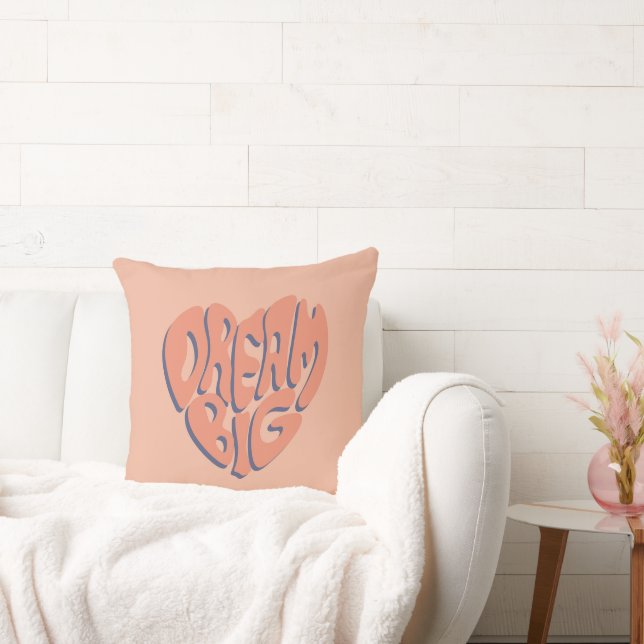 Dream Big: Coral and Apricot Motivational Advice Cushion (Couch)