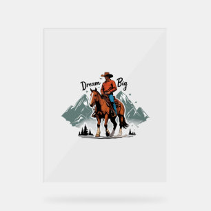 Dream Big- Cowboy Riding Horse Acrylic Sign
