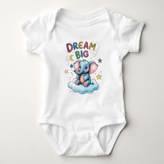 Dream Big Elephant Baby Outfit Baby Bodysuit (Front)