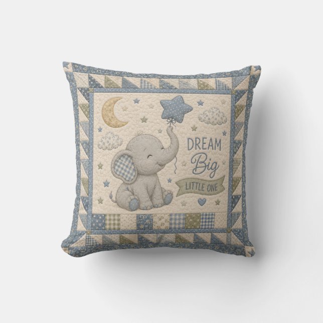 Dream Big Elephant Quilt Cushion (Front)