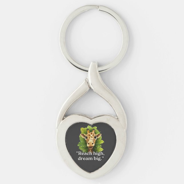 "Dream Big – Giraffe Keychain"Keychains Key Ring (Front)
