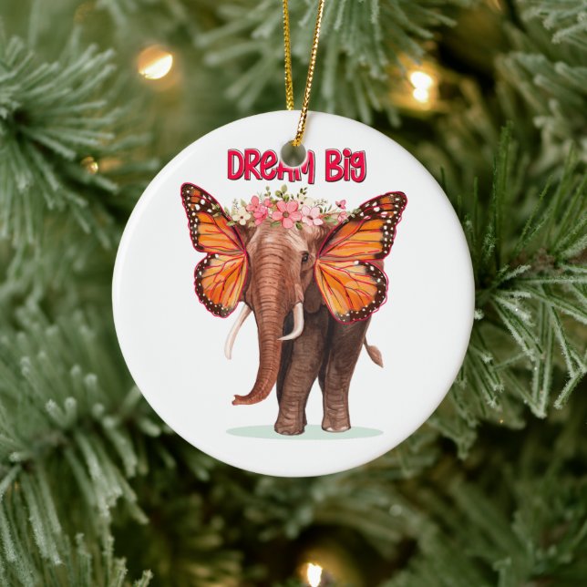 Dream Big Like An Elephant Inspirational Ceramic Tree Decoration (Tree)