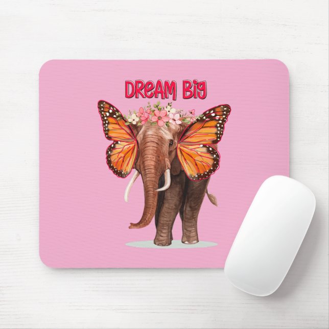 Dream Big Like An Elephant Inspirational Mouse Pad (With Mouse)