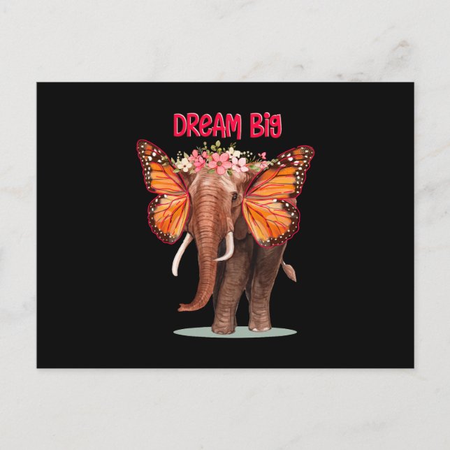 Dream Big Like An Elephant Inspirational Postcard (Front)